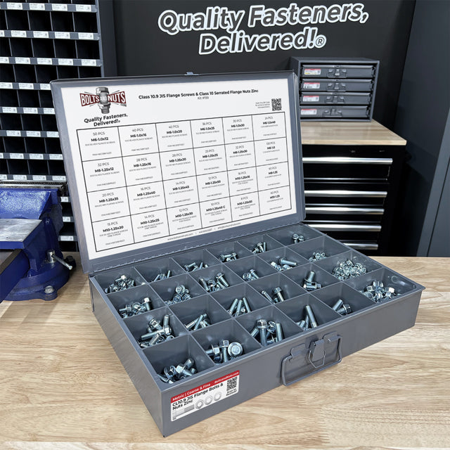Metric Class 10.9 JIS Hex Flange Frame Bolts & Serrated Nuts Assortment M6-M10 763 PCS