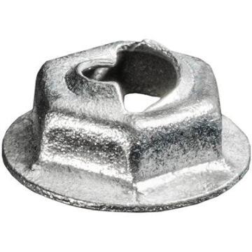 1/4" Stud Hex Washer Thread Cutting Nut, 7/16" Wrench, 19/32" Washer, Zinc