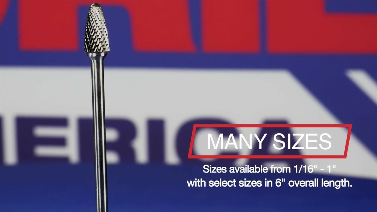 SC-53 3/16" X 1/2" Cylindrical Carbide Bur 1/8" Shank