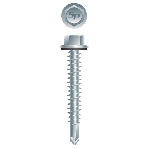 #10 Strong-Point Hex Washer Head w/Washer 10-16 x 2-1/2, Zinc