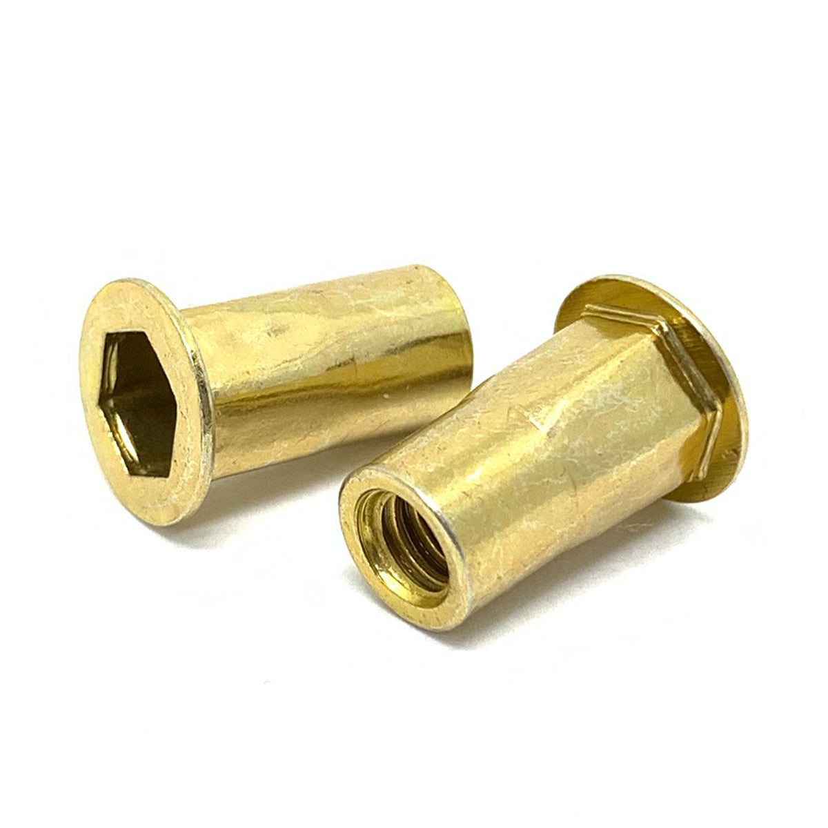 #10-24 UNC (.020-.130) Steel Hex Rivet Nut Zinc Yellow