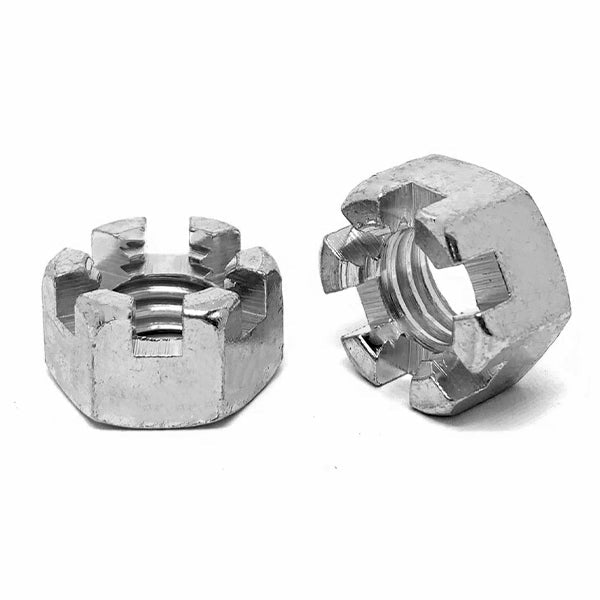 1"-14 Steel Slotted Hex Nuts Plain & Oil