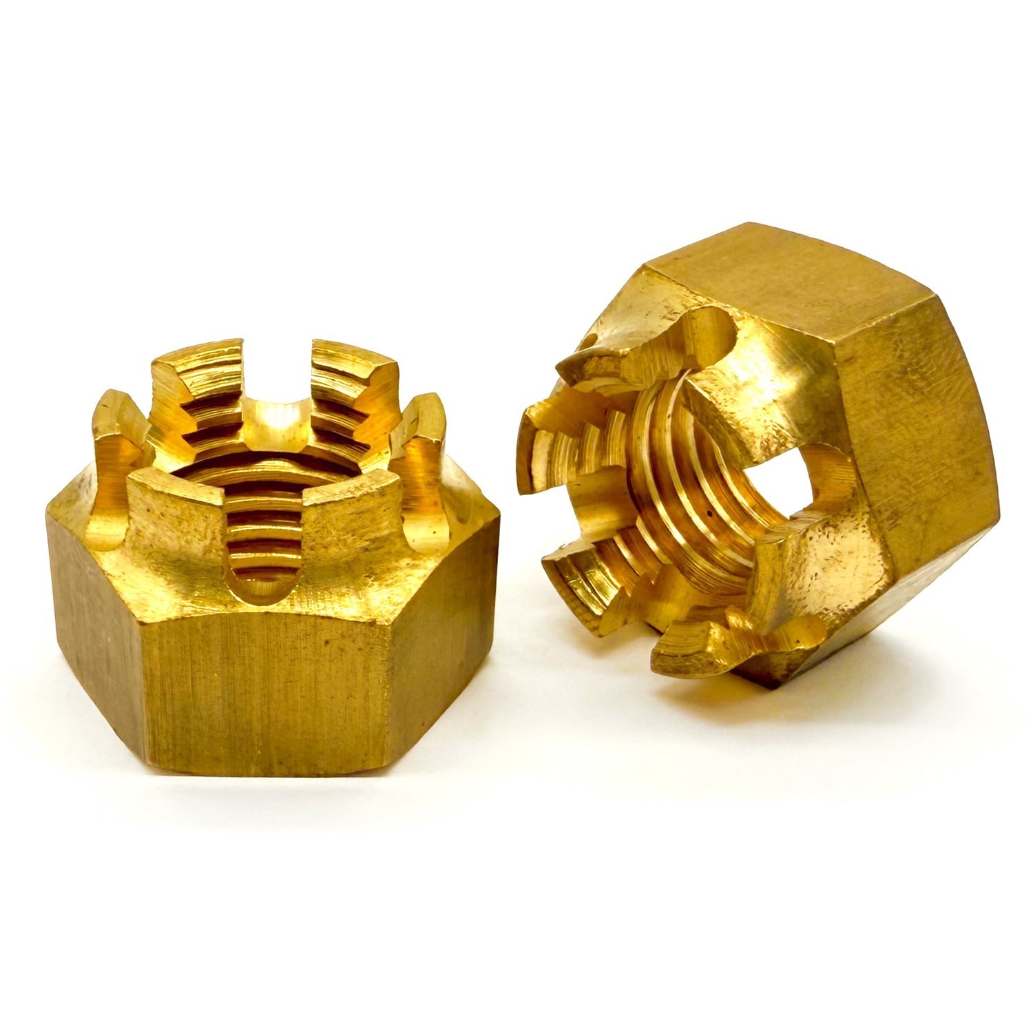 1/4"-20 Brass Slotted Hex Nuts