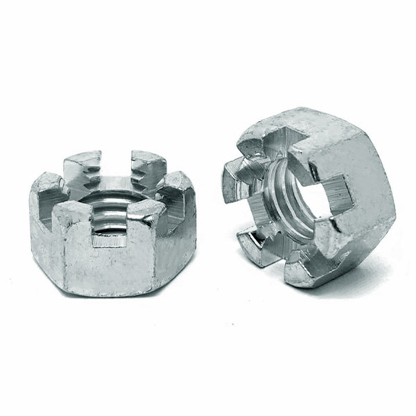 3/8"-16 Slotted Finished Hex Nuts Zinc Clear