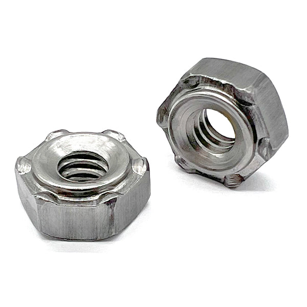 M12-1.75 6 Prong Short Pilot Hex Weld Nuts