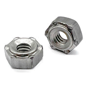 M8-1.25 6 Prong Long Pilot Hex Weld Nuts