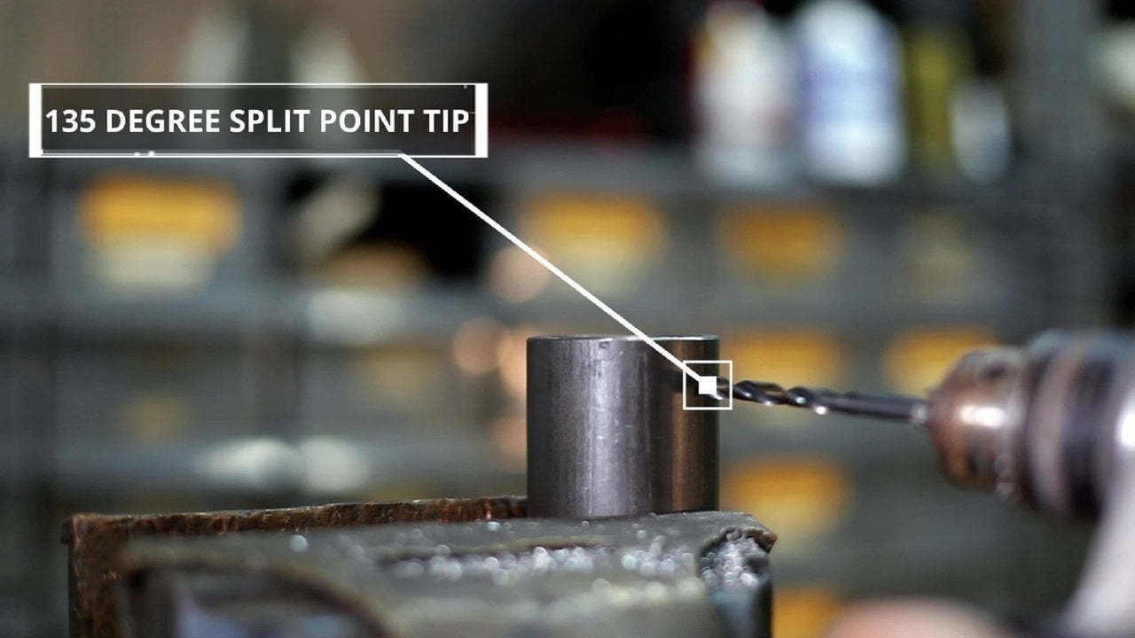 27/64" HSS Black & Gold KFD Split Point Mechanics Length Drill Bit with 3-Flat Shank