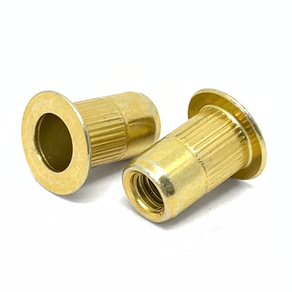 M4-0.7 (.020-.080) Steel Large Flange Knurled Body Rivet Nut Zinc Yellow
