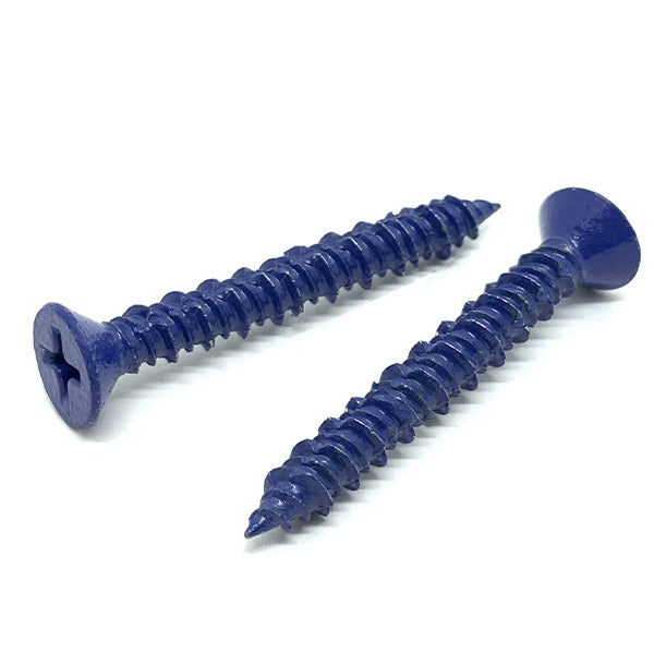1/4x3-3/4" Phillips Flat Head Concrete Screws Piercing Point Blue Finish