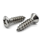 #10x1-1/4" 18-8 Stainless Steel Phillips Oval Head Type A Self Tapping Screws