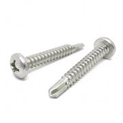 #10x2" Stainless Steel Phillips Pan Head #3 Point Self Drilling Screws