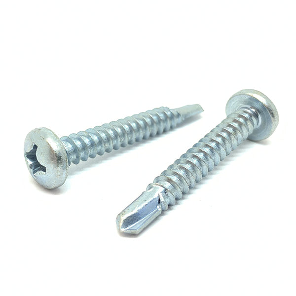 #14x2" Phillips Pan Head #3 Point Self Drilling Sheet Metal Screws Zinc