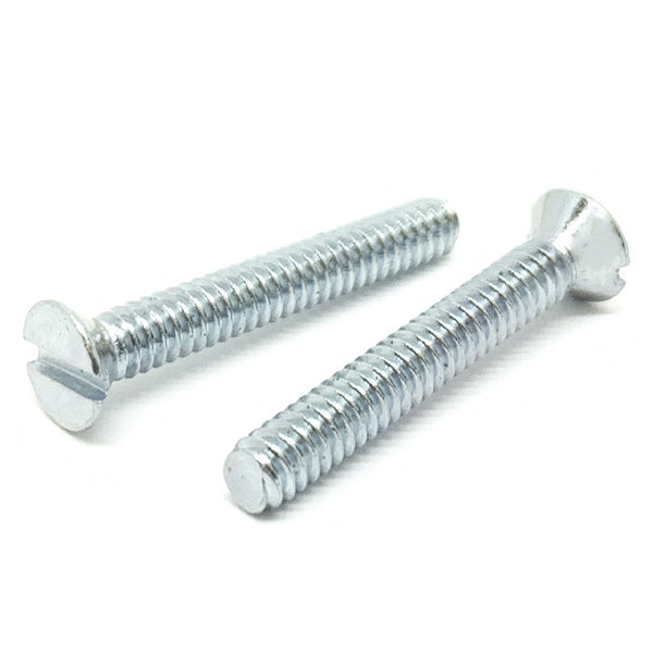 #10-24x3" Slotted Flat Head Machine Screws Steel Zinc