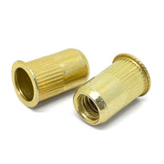 #6-32 (.020-.080) Steel Small Flange Knurled Body Rivet Nut Zinc Yellow
