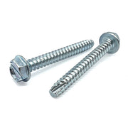 #6-20x1" Slotted Indent Hex Washer Head Type BT Thread Cutting Screws Zinc Clear