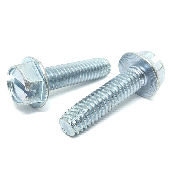 #10-32x1" Slotted Hex Washer Head Type F Thread Cutting Screws Zinc