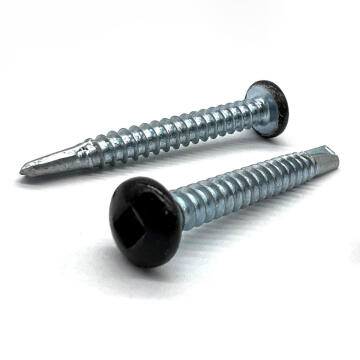 #8x1-1/4" Pan Head Square Drive #2 Point Self-Drilling TEKS Screw Black Painted Head Zinc
