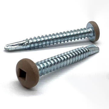 #10x1/2" Pan Head Square Drive #3 Point Self-Drilling TEKS Screw Tan Painted Head Zinc
