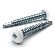 #10x1/2" Pan Head Square Drive #3 Point Self-Drilling TEKS Screw White Painted Head Zinc