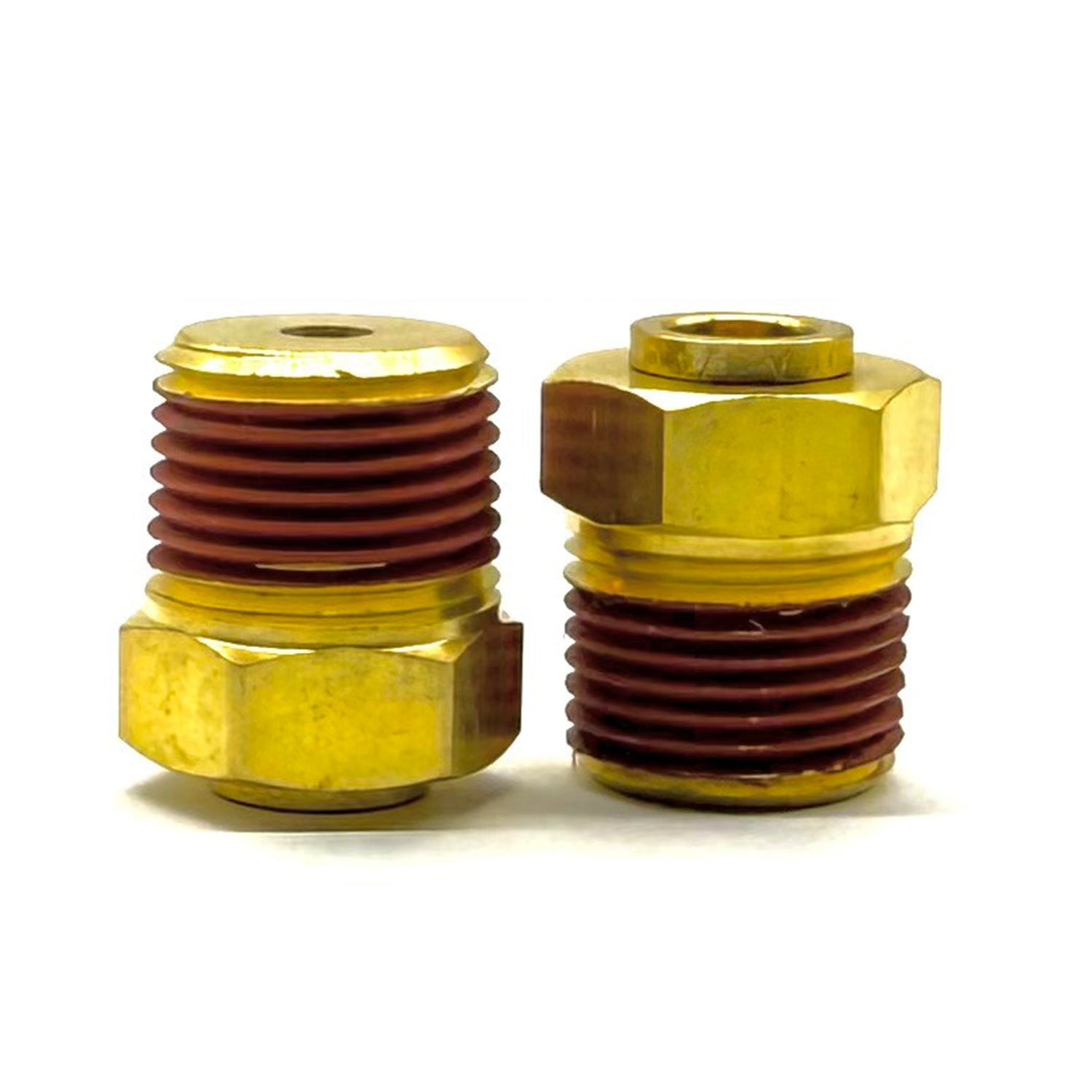1/8" Tube to 1/4" NPT Straight Male Pipe Connector, Brass D.O.T. Push to Connect Air Brake Fitting with Red Acrylic Thread Sealant