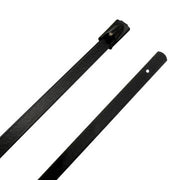 10" 300lb 316 Stainless Steel Zip Cable Tie Black Polyester Coated