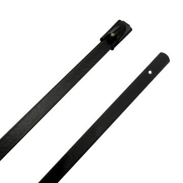 11.8" 150lb 316 Stainless Steel Zip Cable Tie Black Polyester Coated