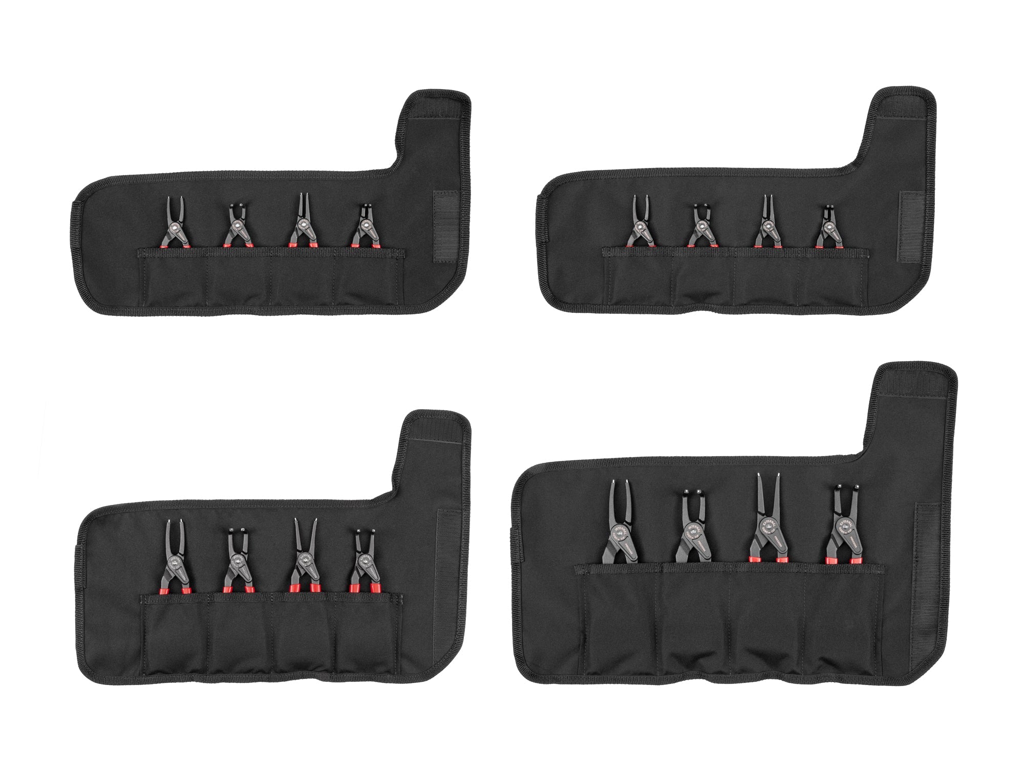 5, 7, 9 Inch Internal and External Retaining Ring Pliers Set with Rolls, 16-Piece (0.037, 0.047, 0.070, 0.090 in. Tips)