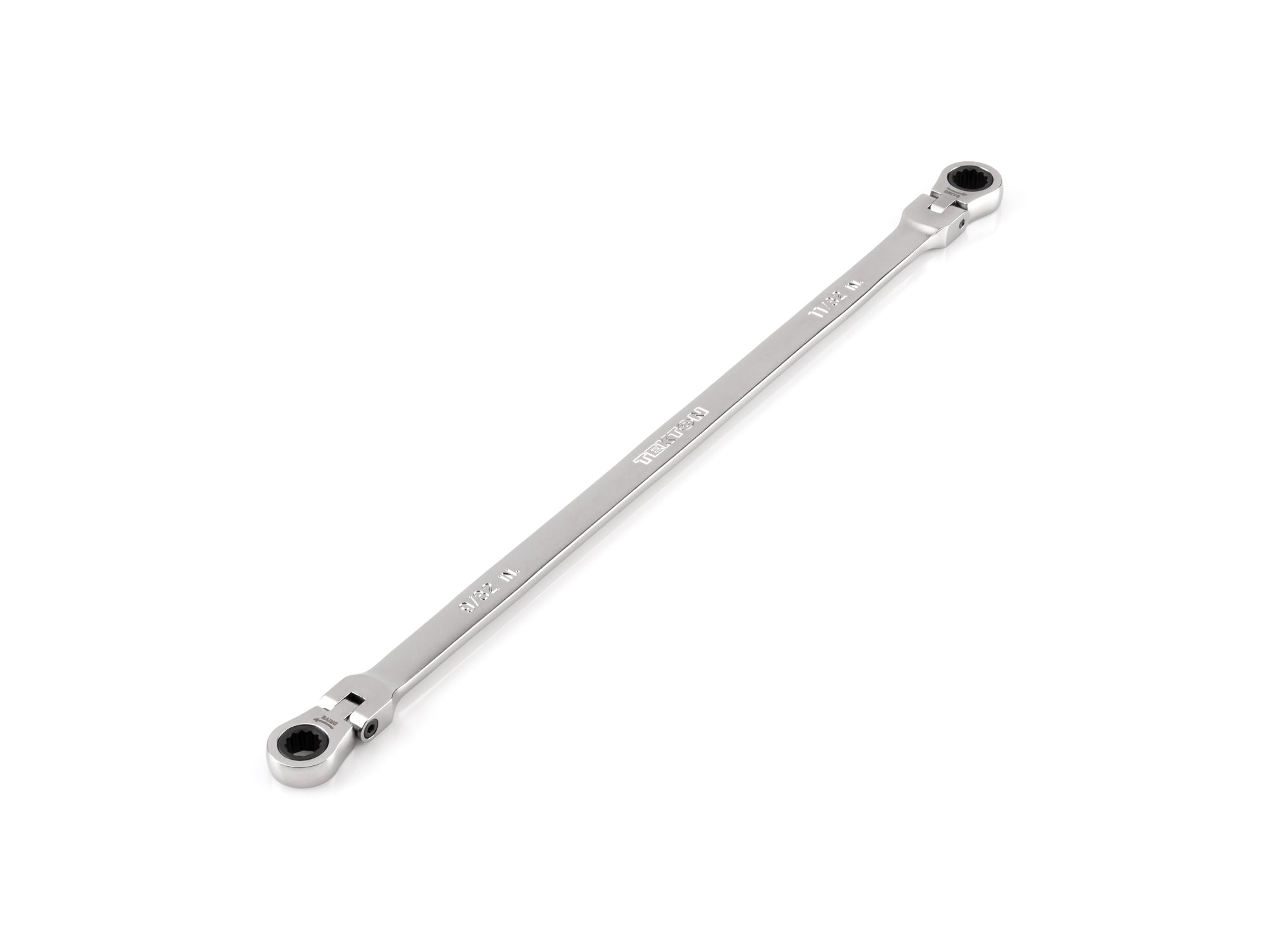 9/32 x 11/32 Inch Long Flex Head 12-Point Ratcheting Box End Wrench