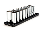 1/2 Inch Drive Deep 6-Point Socket Set with Rails and Tray, 16-Piece (3/8 - 1-5/16 in.)
